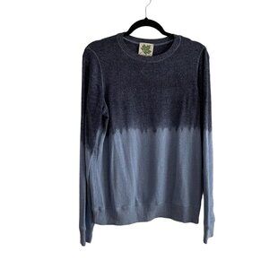 Maplesage Women Sz L Blue Dip Dye Long Sleeve Pullover Lightweight Sweater